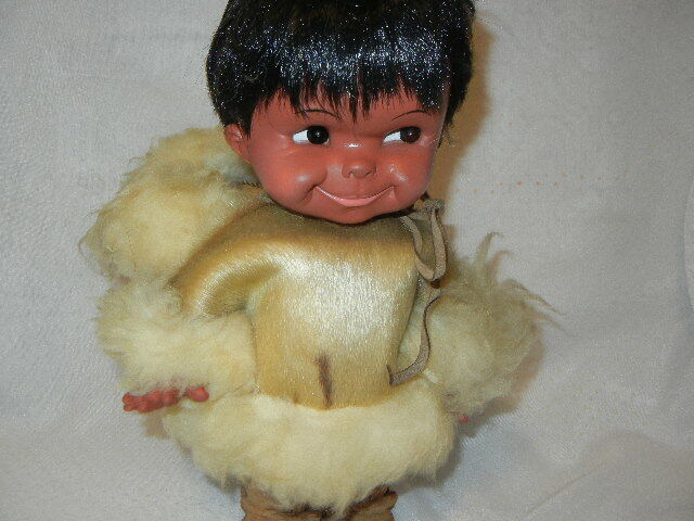 VINTAGE ESKIMO INUIT DOLL FUR LEATHER 12