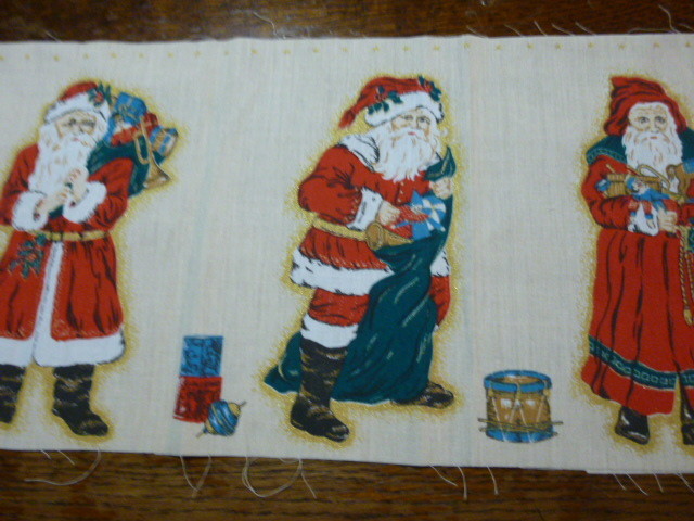Vintage Santa Claus Cut & Sew Fabric Border Fabrics Pillow Doll