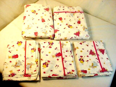 Laura Ashley Cotton Sheet Set Twin FUN FAIRIES PRINCESS 5-Piece EUC 3 Pillowcase