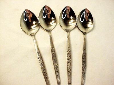 WM Rogers Premier Oneida SPANADA Stainless 4 Soup Spoons New NOS Flatware Table