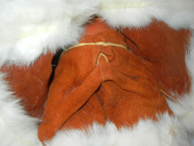 VINTAGE ESKIMO INUIT DOLL FUR LEATHER SLEEPING EYES 14