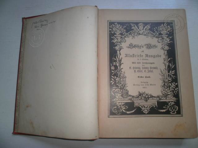 Vintage 1901 Schiller Werke 1st Book of Work in German Poems & Plays Has Seal