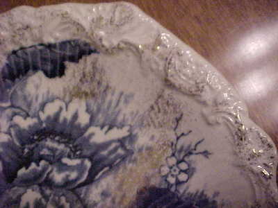 BEAUTIFUL FLOW BLUE PLATE DUNN BENNETT & CO. BURSLEM ENGLAND