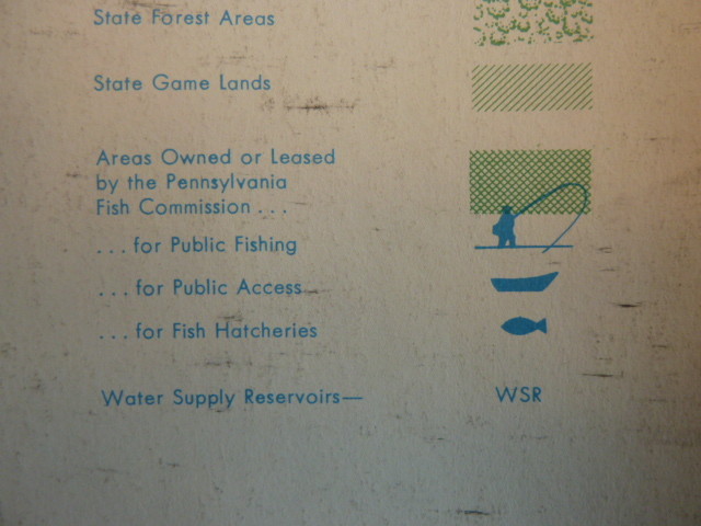 1958 PENNSYLVANIA FISH COMMISSION WATERS STREAMS HIGHWAY MAP CARBON MONROE CO.