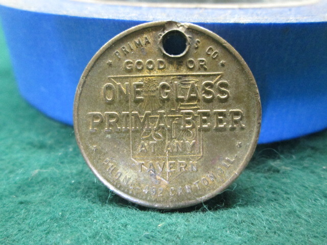 Prima Beer Token Canton ILL. 1935 Old Beer Advertising Token