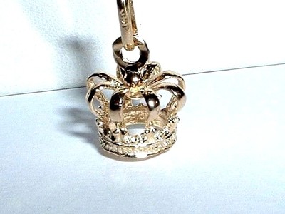 14k YELLOW GOLD 3D ROYAL CROWN PENDANT CHARM