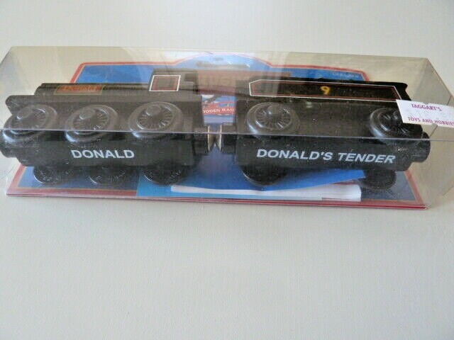 New in Box! Thomas & Friends Wooden Railway Engine plus Coal Tender - Donald