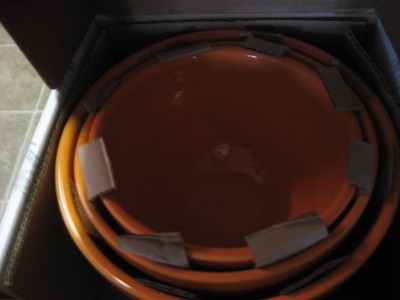 Fiesta Retired TANGERINE 3 PC Baking Bowl Set - 1st Quality -New