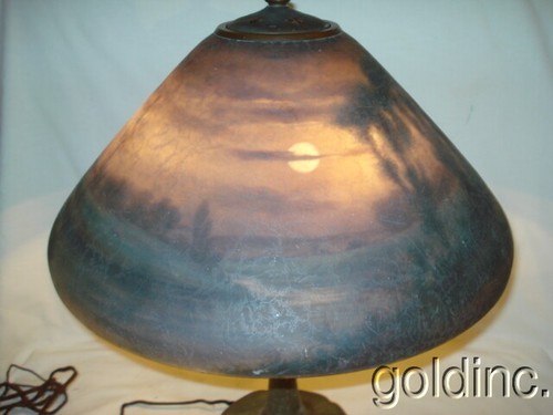 Nice Moonlit River Scene Handel Table Lamp 18