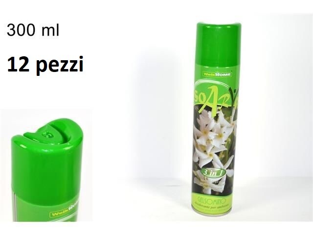 Set 12 Pz Deodorante Per Ambiente Spray Profumo Casa 300ml Gelsomino dfh