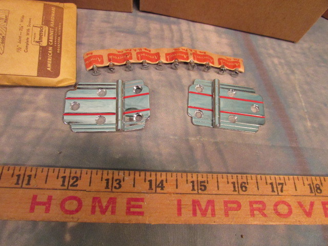 16 pairs of Vintage Amerock Hinges REDLINE Chrome Flush Door NEW OLD STOCK