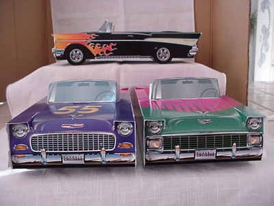6 ~ Assorted Hot Rod Cardboard Cars Kid Food Box Tray Ford