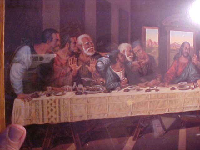 Oak  Framed Black African American Last Supper Jesus Christ Signed dated 1990