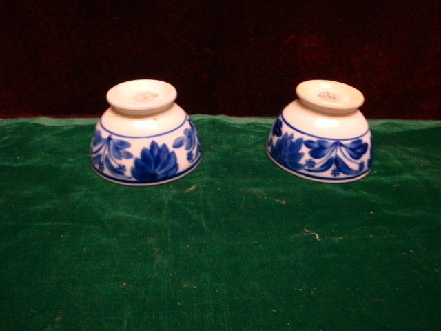 Antique Flow Blue Berry Bowls Floral Pattern Set of 2 Societe Ceramique Holland