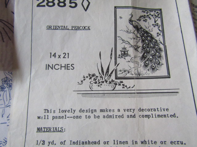 Vintage Transfer Pattern Oriental Peacock