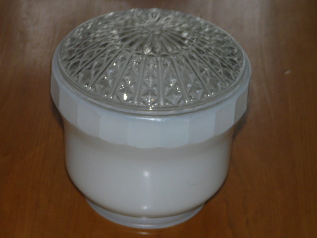 VIntage Glass Clear & White Shade Ceiling Light Globe