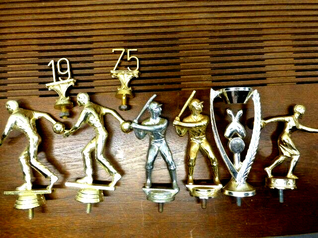 Baseball & Bowling Trophy Tops Toppers Plastic & Metal Lot Of 8 Pieces