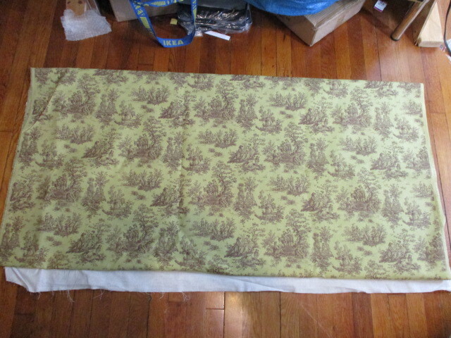 Country French Toile Green Purple/Brown Upholstery Fabric 3 Yards