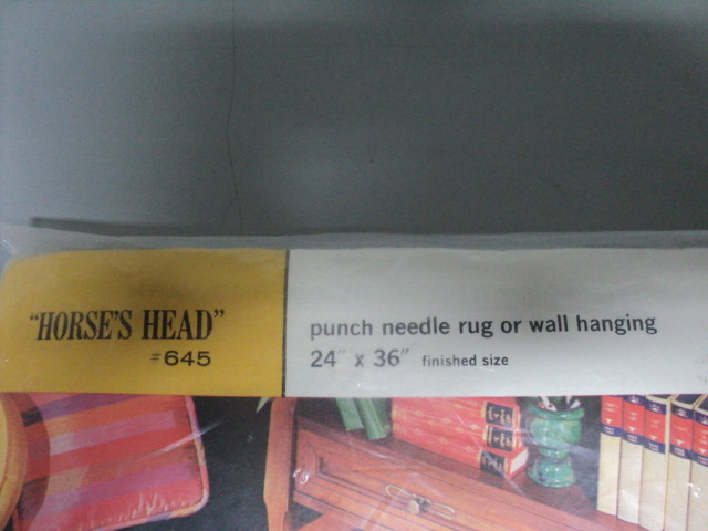 VINTAGE AUNT LYDIA'S PUNCH NEEDLE RUG OR WALL HANGING HORSE'S HEAD # 645