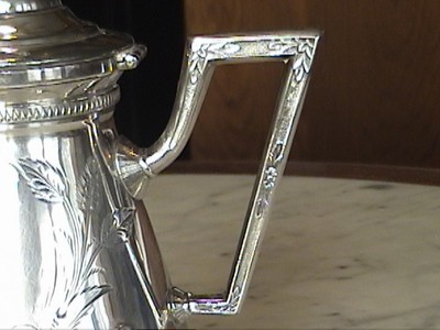 VINTAGE ANTIQUE AUORA TRIPLE SILVER PLATE TEA SET &  A TRAY  NO MONOGRAM