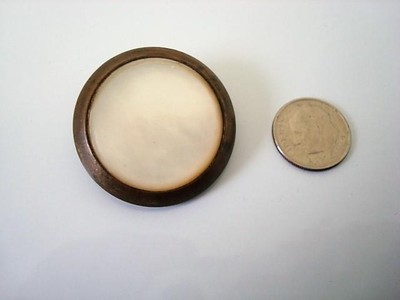 Vintage Metal and Mother of Pearl MOP Shell Button 1 1/4 In.