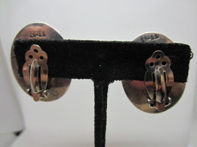 Sterling Silver Oval Amber Colored Glass Clip-On Earrings 24.7 Grams