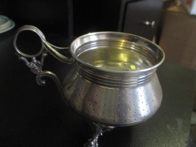RARE Antique 19thC French Sterling Silver Guilloche Footed Teacup 950 MInerve