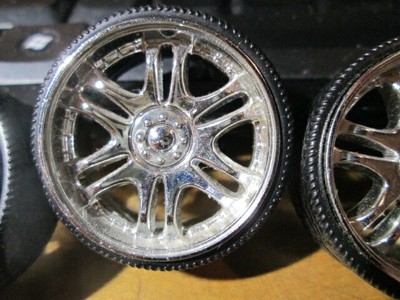 4 Chrome Deep RIM'S&TIRES UNIVERSAL SCALE 1/24 (NO AXCELS) DIORAMAS (stock#2)