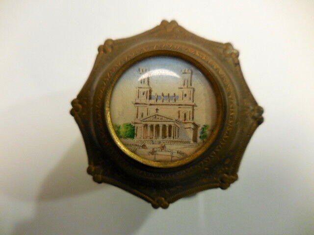 Rare Antique 1960s French Green Opaline Bronze Perfume Scent Bottle Palais Royal