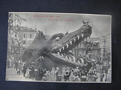 +''0299''   CPA NICE  LE CARNAVAL DE NICE CHAR DE LA MUSIQUE 1905