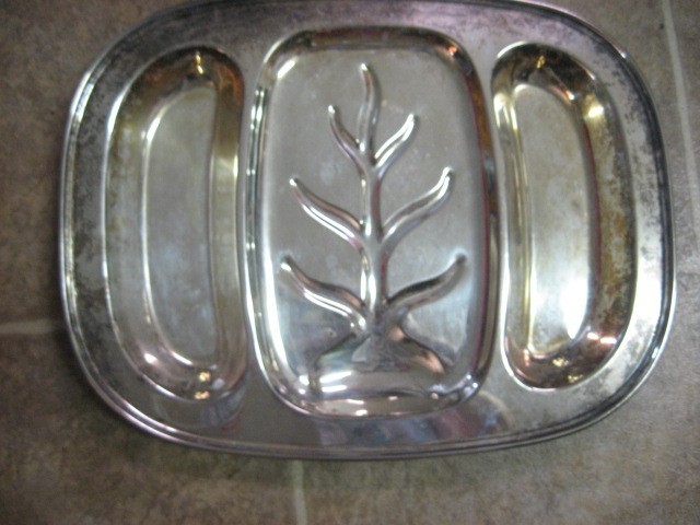 3  COMPARTMENT SILVER SERVING TRAY about 18