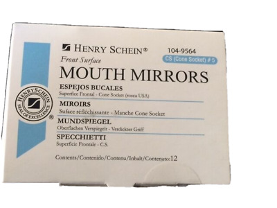 Dental Henry Schein  Mouth Mirror front surface Cone Socket #5  12/Box Miltex