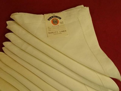SET OF 16 UNUSED VINTAGE ANTIQUE LINEN DINNER NAPKINS HAND HEM STITCHED 18X18