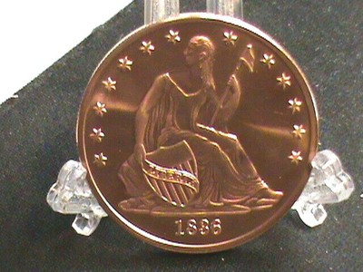 1836~Seated Liberty Dollar With Stars~DESIGN on 1 OZ. copper round .999~2016