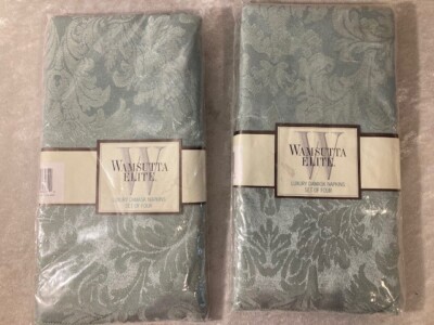 NEW Wamsutta Elite Damask Napkins 2 Packs of 4 Sea Mist 19'' Square Cotton Blend