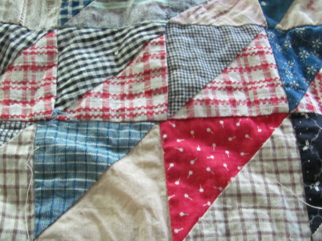 Antique Flying Geese cotton doll quilt / blanket early 1900's