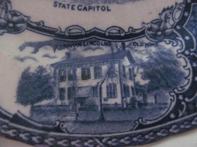 Vintage Blue Transferware SPRINGFIELD ILLINOIS State Capitol Plate~England