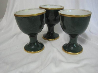 Fitz & Floyd Renaissance Goblets Dark Green Set of 3 Rare