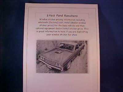 1967 Ford van//truck//Bronco factory cost//dealer window sticker pricing options