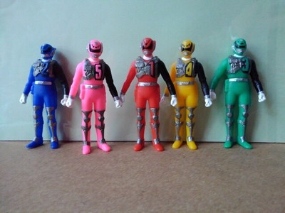 Bandai DX Play Hero Dekaranger Mini Sofubi Figures Set - Deka Red/Blue/Yellow/G