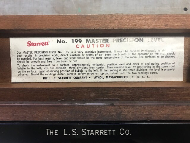 Nice! Starrett No.199 Master Precision Level with Wood Case Box