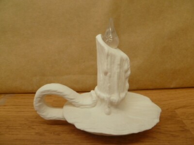 C-0752-1-CW Candle with Clear/White Bulb Christmas 3.25''T Ceramic Bisque U Paint