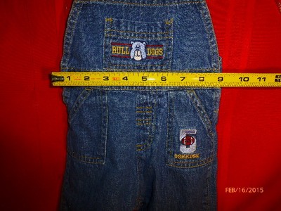 INFANTS OSHKOSH BIB OVERALLS SIZE 6-9 MONTHS BULL DOGS BABY CLOTHES 100 % COTTON