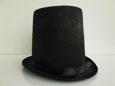 LINCOLN STOVE PIPE GENTLEMAN DICKENS COSTUME FELT TALL TOP HAT ADULT BLACK 8