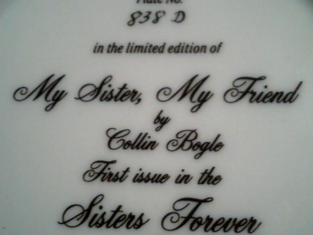 Sisters Forever Collector Plate Bradford 1998 by Collin Bogle ? 1st issue ? Oval