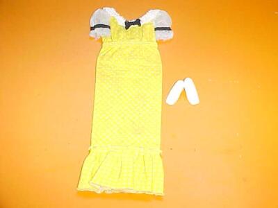Vtg 1970's Barbie Doll Cousin FRANCIE Quick Curl Dress & Square Toe Flats!