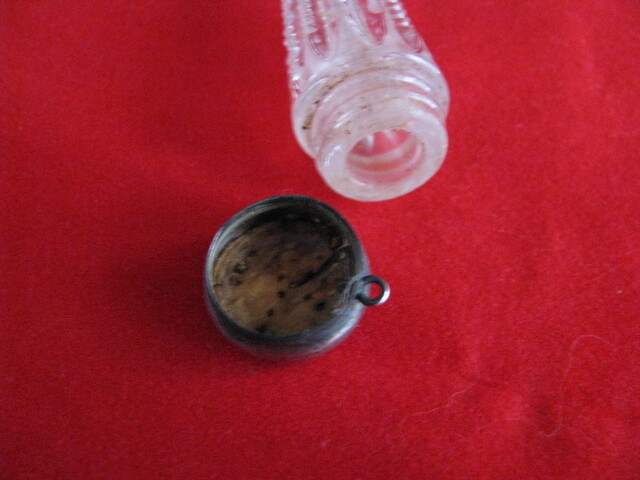 antique sterling silve and glass chatelaine