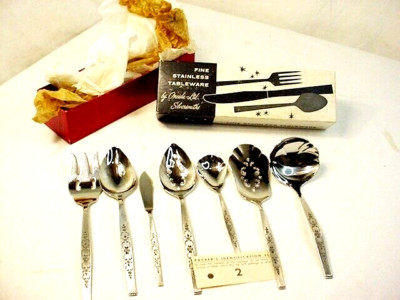 7 Pc Oneida SPANADA Stainless Serving Set WM Rogers NOS USA Flatware Fork Spoon