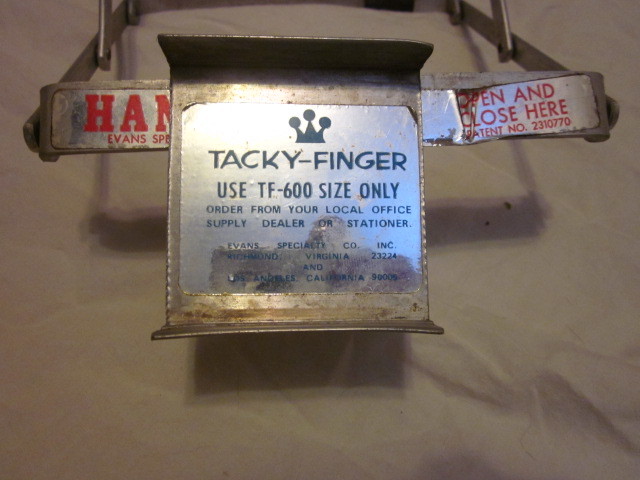 Vintage Aluminum HANDLE TACKY-FINGER EVANS Expanding Filer Sorter Collator