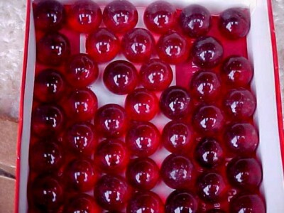 50 CHAMPION MADE IN THE US 5/8 '' (+or -) RUBY RED  TRANSPARENT MARBLES $6.99 !